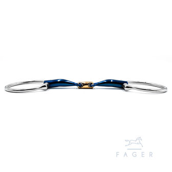 Oscar Double jointed Titanium D-ring snaffle with Front Lock (Fager)