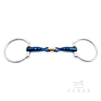 Oscar Double jointed Titanium D-ring snaffle with Front Lock (Fager)