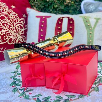 Limited Edition Patent Wave browband with Black Red and Gold Crystals 