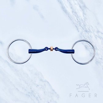 Sally Double jointed Titanium snaffle with copper roller (Fager)