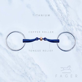 Sally Double jointed Titanium snaffle with copper roller (Fager)